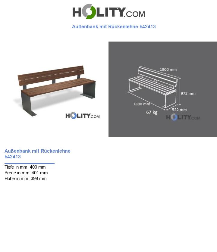 Außenbank mit Rückenlehne h42413