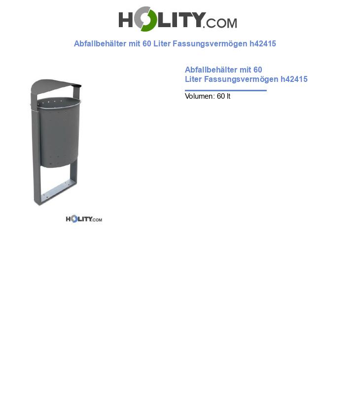 Abfallbehälter mit 60 Liter Fassungsvermögen h42415