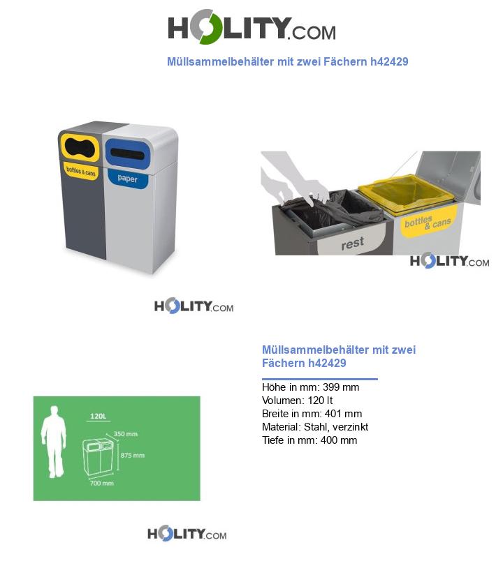 Müllsammelbehälter mit zwei Fächern h42429