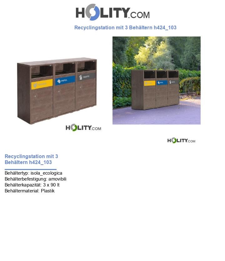 Recyclingstation mit 3 Behältern h424_103