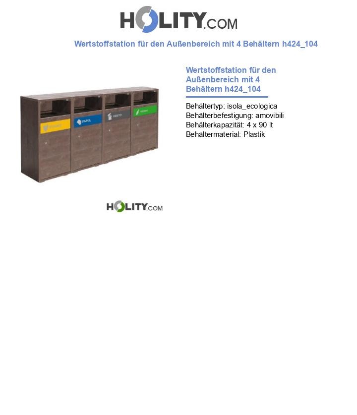 Wertstoffstation für den Außenbereich mit 4 Behältern h424_104