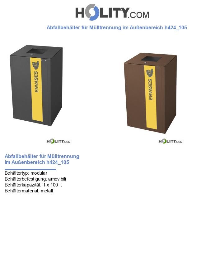Abfallbehälter für Mülltrennung im Außenbereich h424_105
