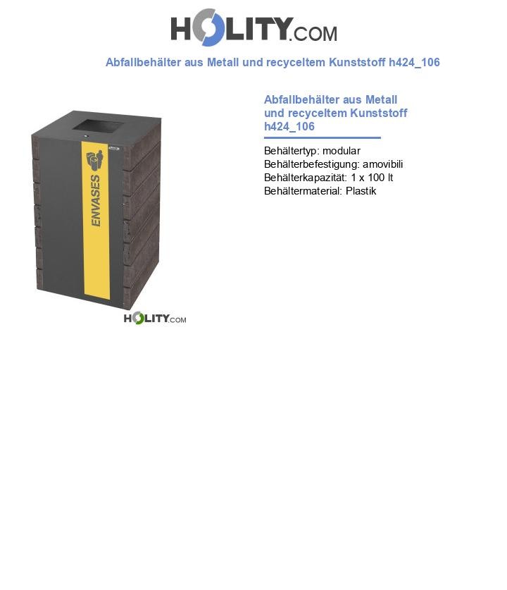 Abfallbehälter aus Metall und recyceltem Kunststoff h424_106