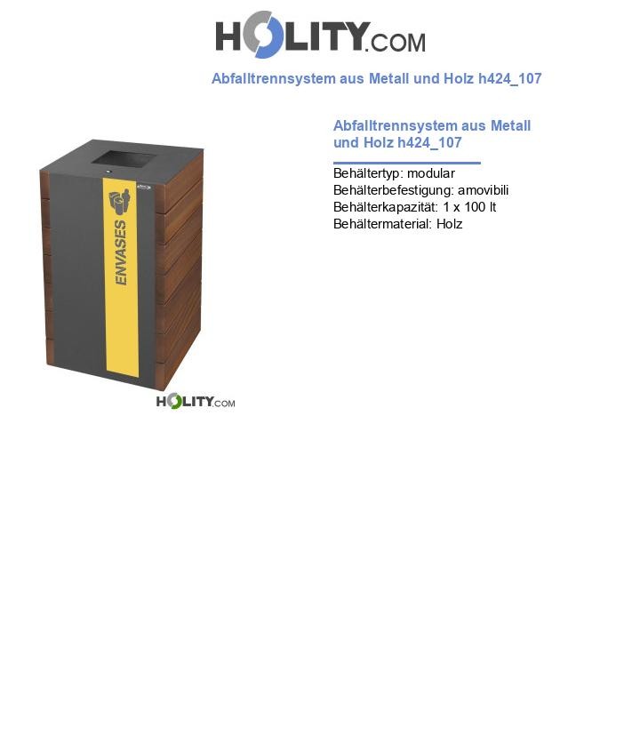 Abfalltrennsystem aus Metall und Holz h424_107