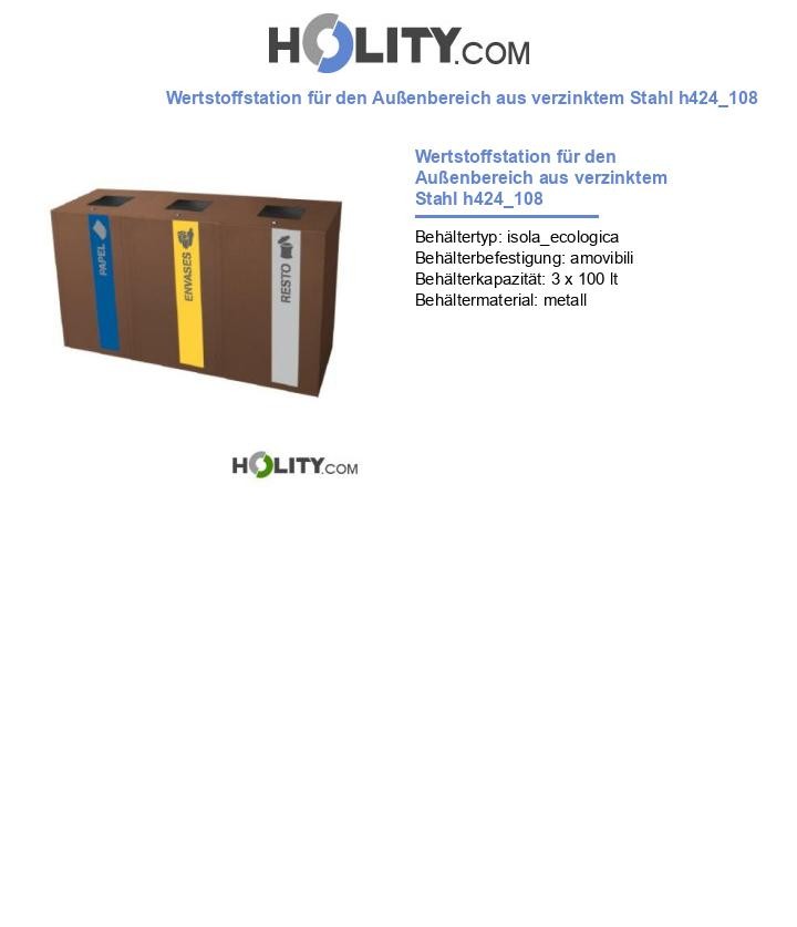 Wertstoffstation für den Außenbereich aus verzinktem Stahl h424_108