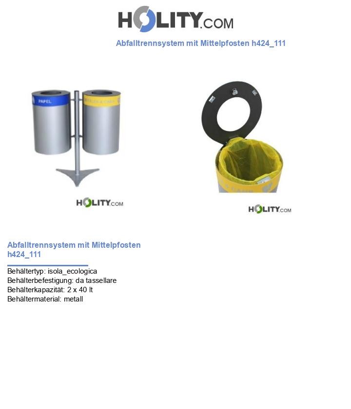 Abfalltrennsystem mit Mittelpfosten h424_111