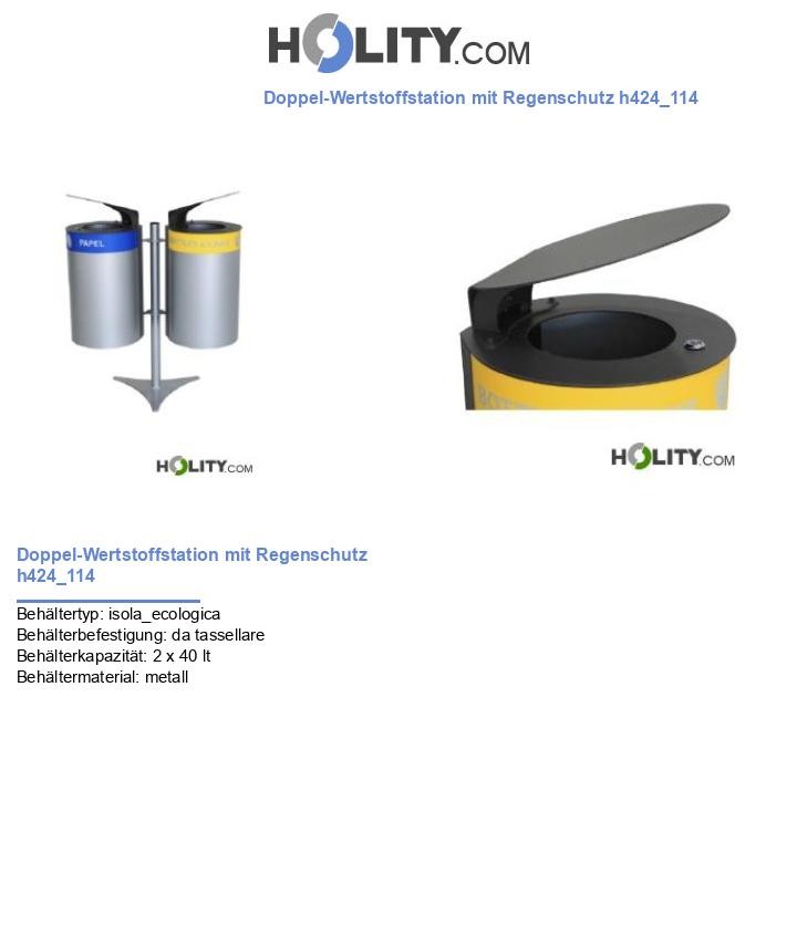 Doppel-Wertstoffstation mit Regenschutz h424_114