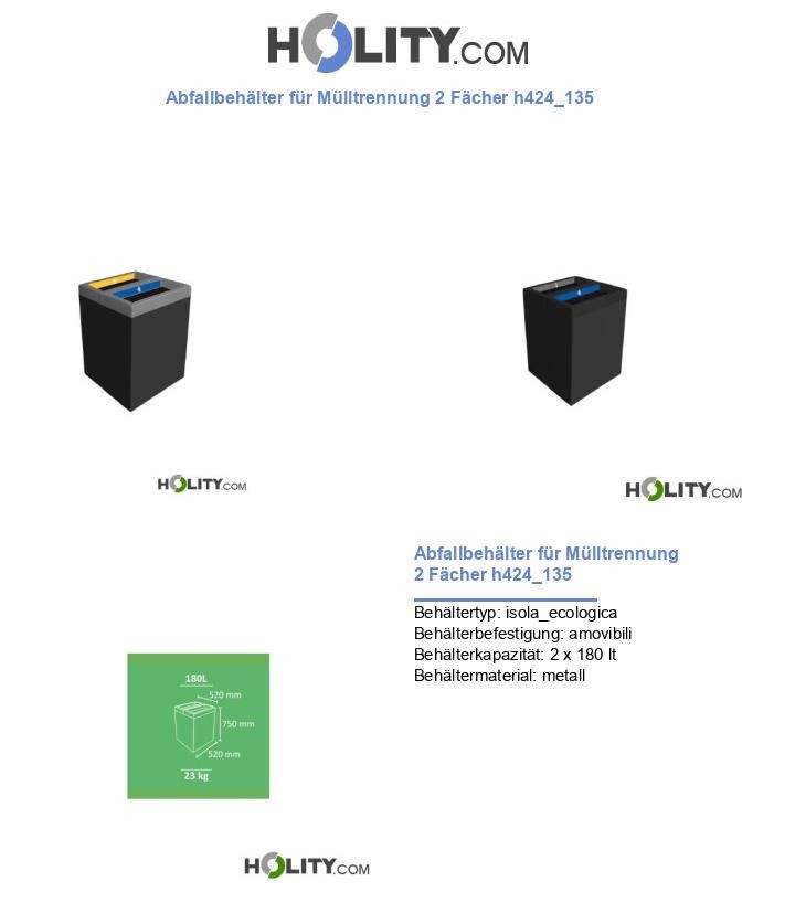 Abfallbehälter für Mülltrennung 2 Fächer h424_135