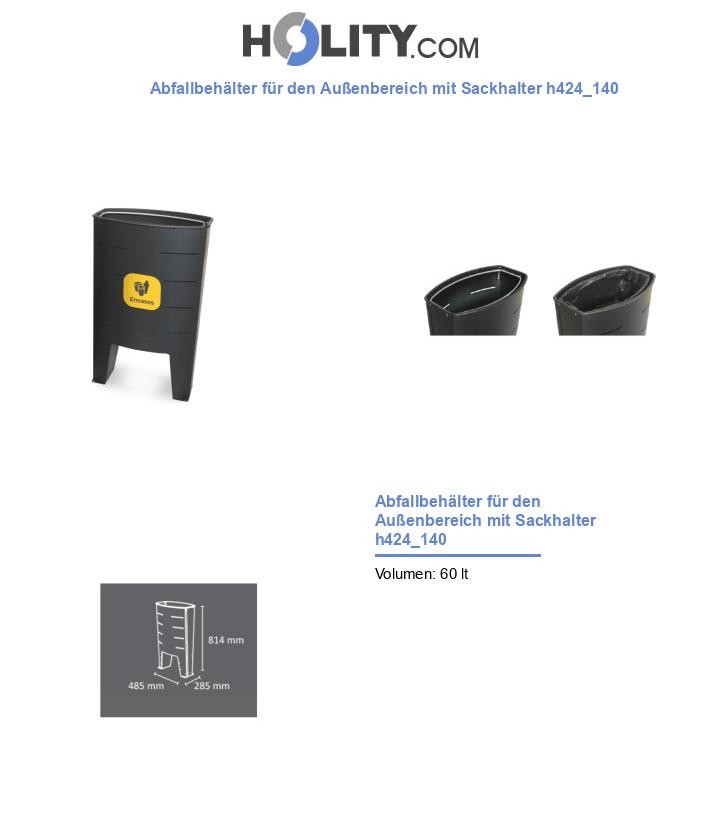 Abfallbehälter für den Außenbereich mit Sackhalter h424_140