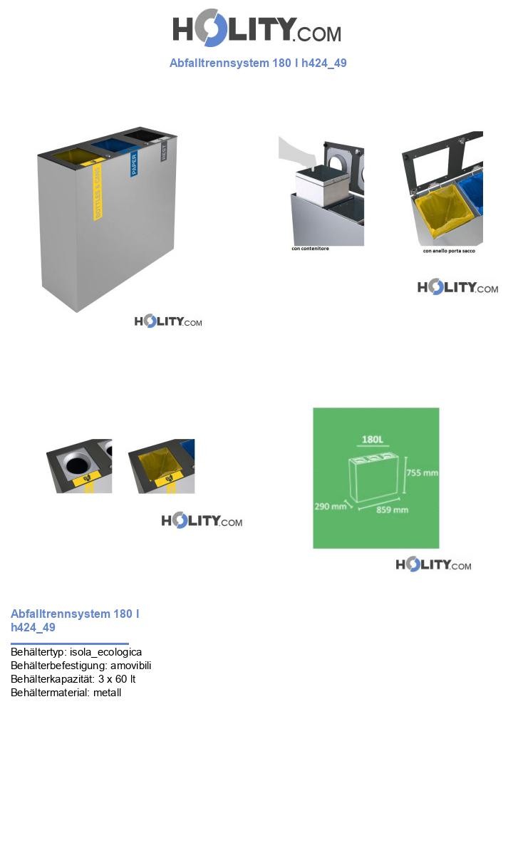 Abfalltrennsystem 180 l h424_49