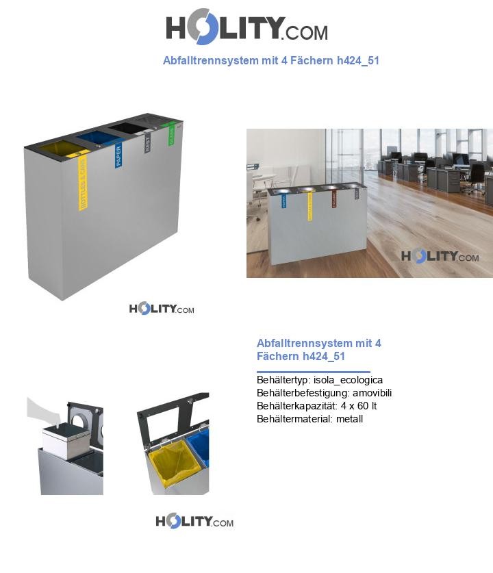 Abfalltrennsystem mit 4 Fächern h424_51