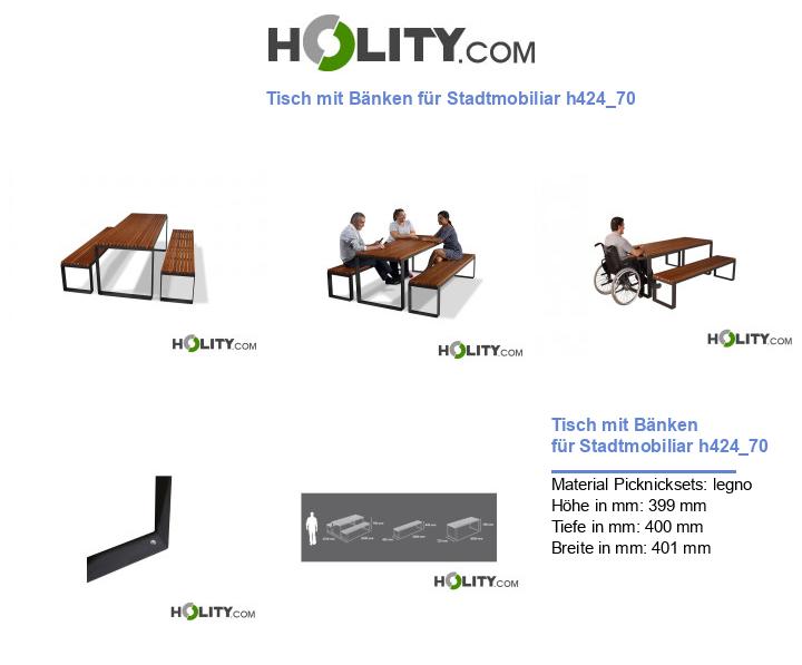 Tisch mit Bänken für Stadtmobiliar h424_70