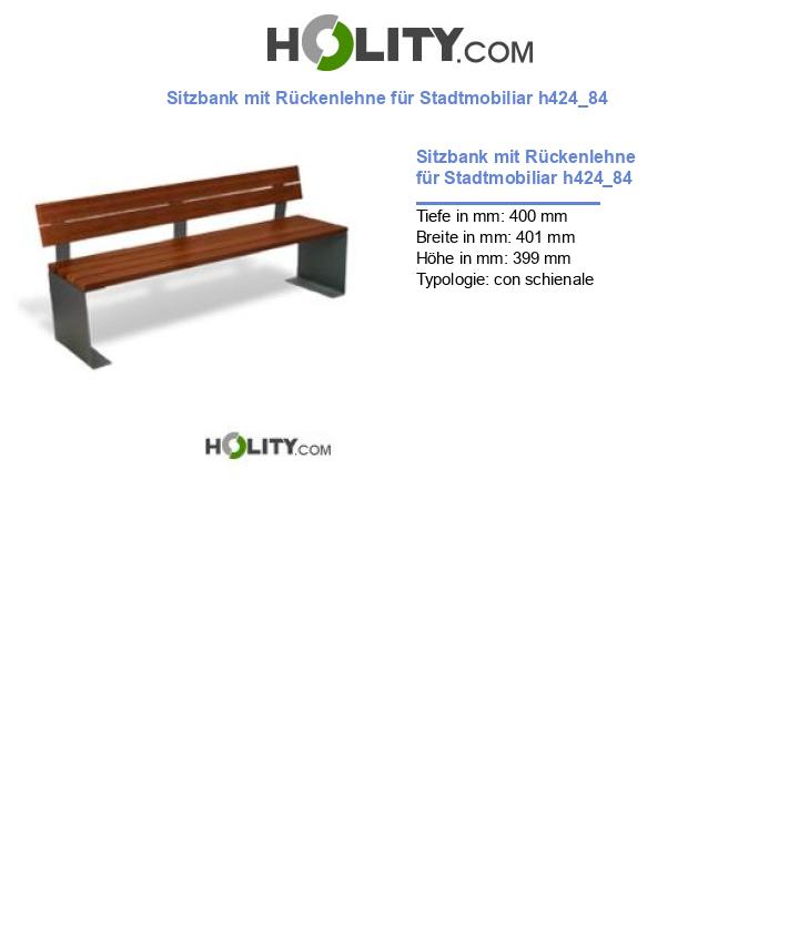 Sitzbank mit Rückenlehne für Stadtmobiliar h424_84