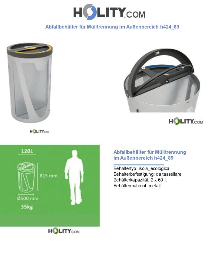 Abfallbehälter für Mülltrennung im Außenbereich h424_89
