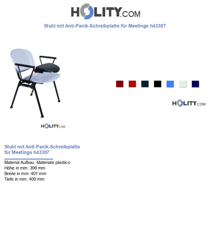 Stuhl mit Anti-Panik-Schreibplatte für Meetings h43307