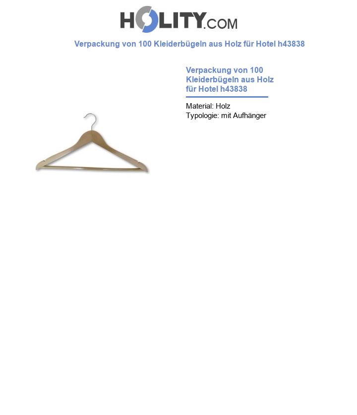 Verpackung von 100 Kleiderbügeln aus Holz für Hotel h43838