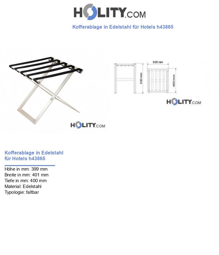 Kofferablage in Edelstahl für Hotels h43865