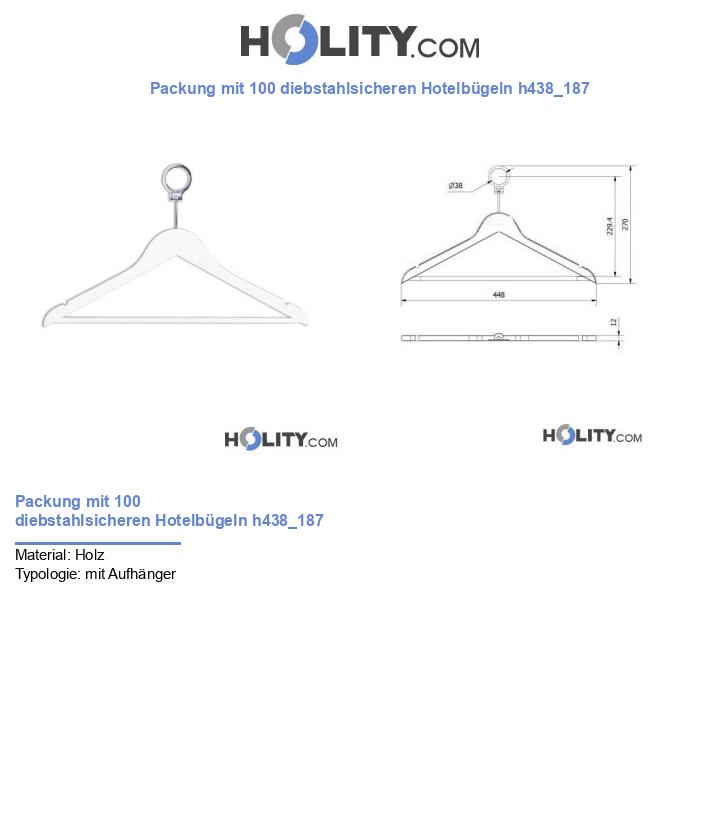 Packung mit 100 diebstahlsicheren Hotelbügeln h438_187