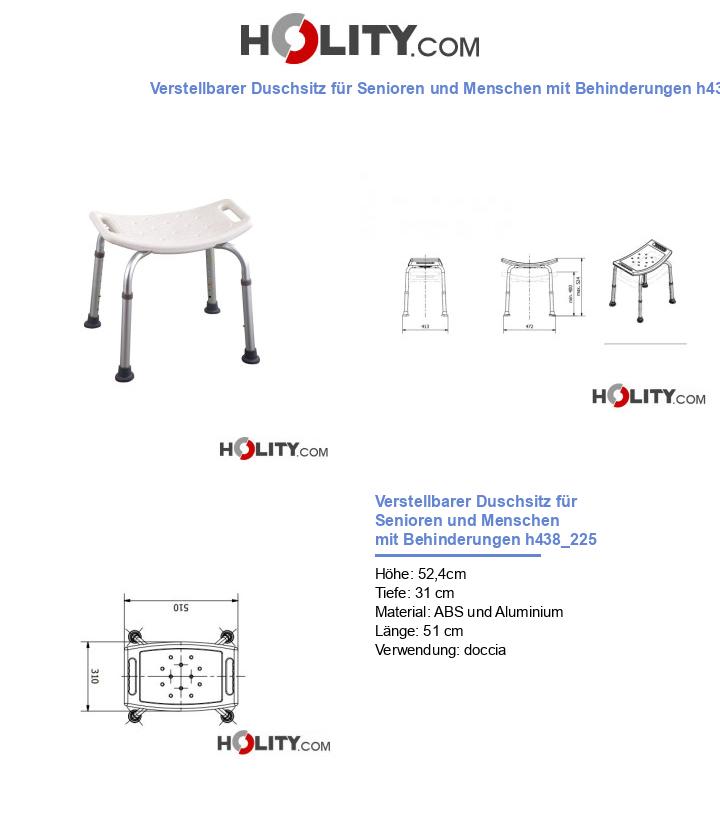 Verstellbarer Duschsitz für Senioren und Menschen mit Behinderungen h438_225