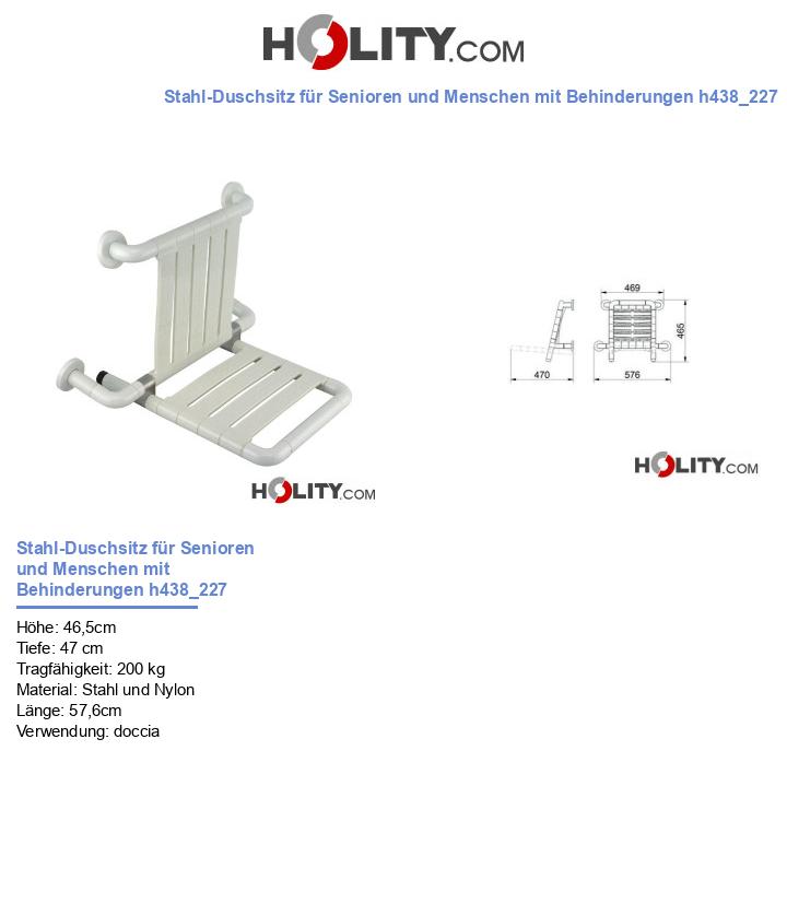 Stahl-Duschsitz für Senioren und Menschen mit Behinderungen h438_227