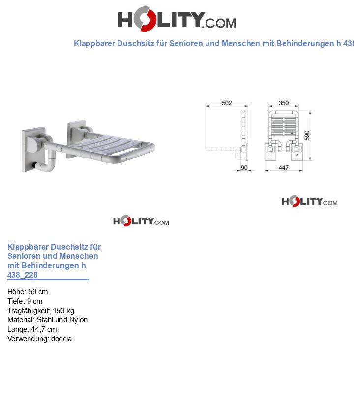 Klappbarer Duschsitz für Senioren und Menschen mit Behinderungen h 438_228