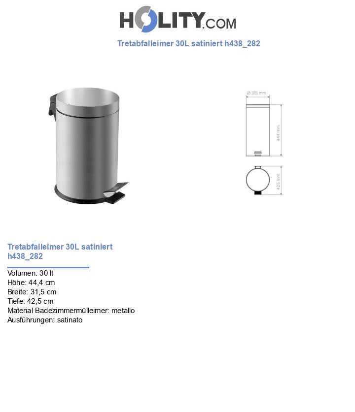 Tretabfalleimer 30L satiniert h438_282