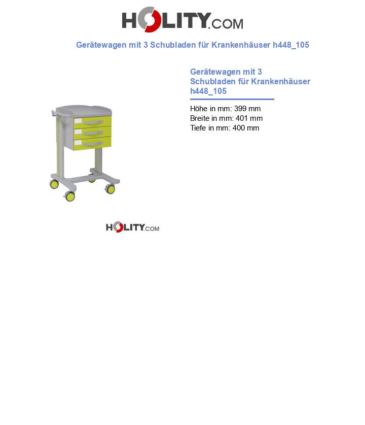 Gerätewagen mit 3 Schubladen für Krankenhäuser h448_105