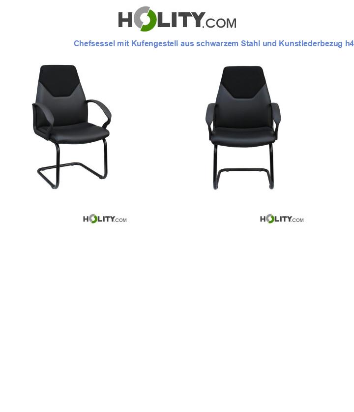 Chefsessel mit Kufengestell aus schwarzem Stahl und Kunstlederbezug h449_135