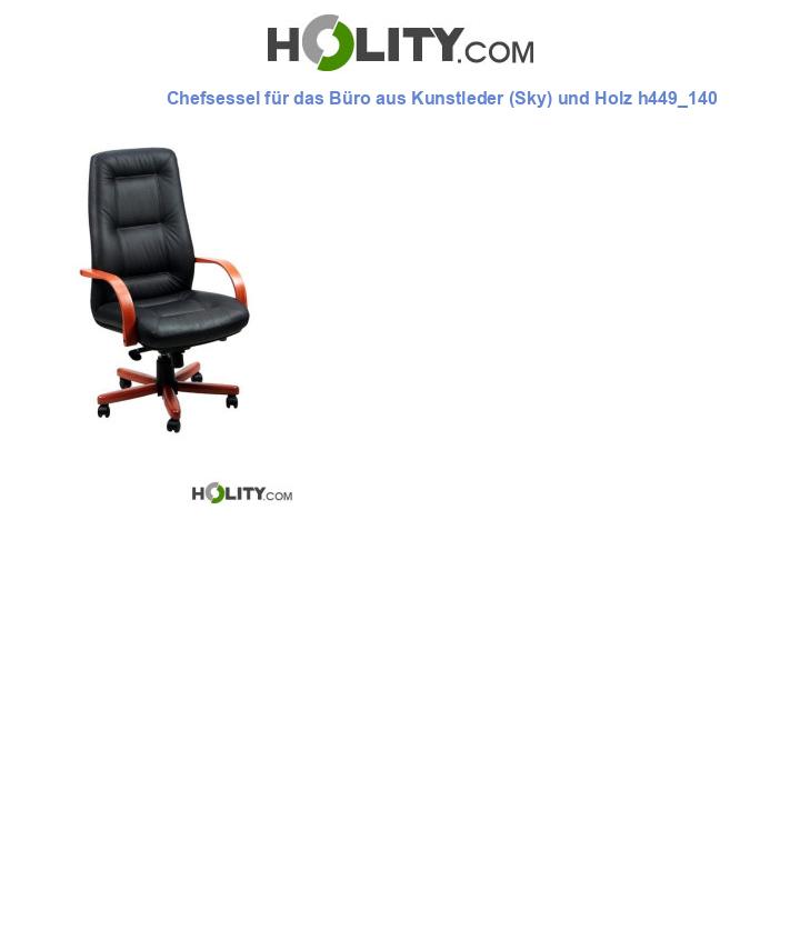 Chefsessel für das Büro aus Kunstleder (Sky) und Holz h449_140