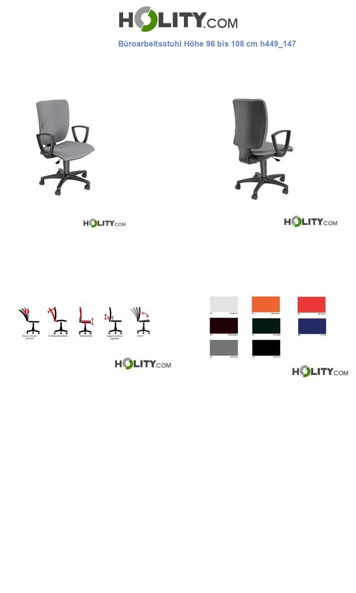 Büroarbeitsstuhl Höhe 96 bis 108 cm h449_147