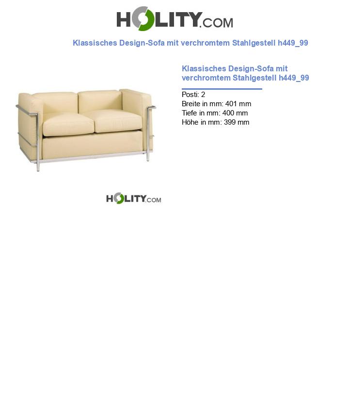 Klassisches Design-Sofa mit verchromtem Stahlgestell h449_99