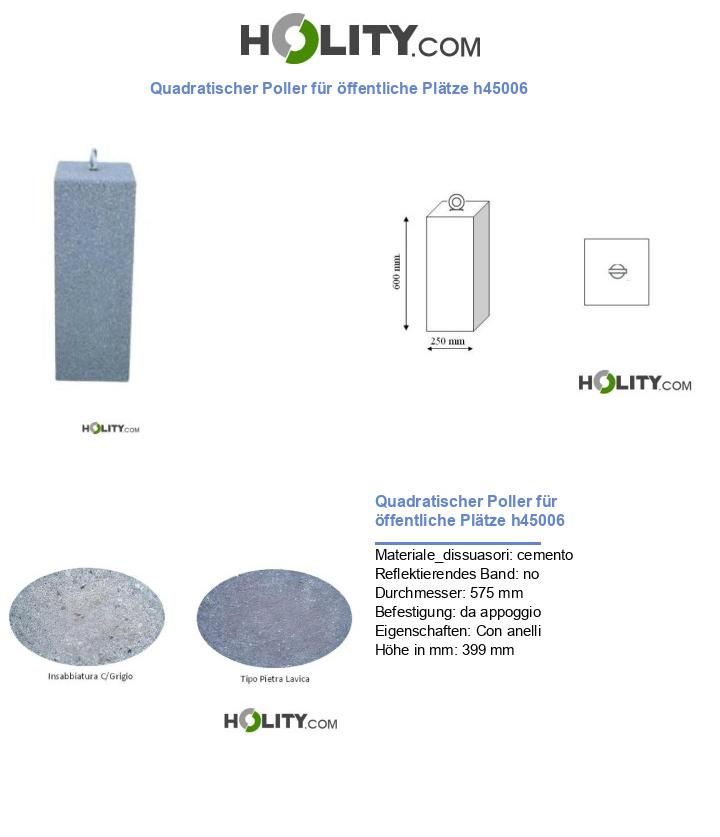 Quadratischer Poller für öffentliche Plätze h45006