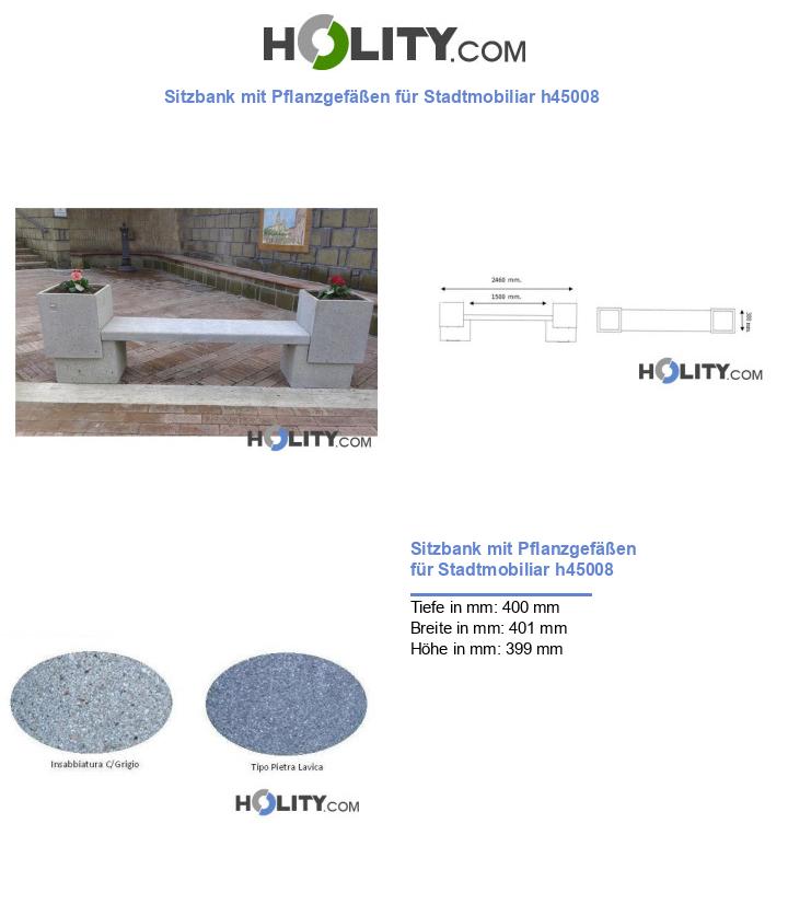 Sitzbank mit Pflanzgefäßen für Stadtmobiliar h45008