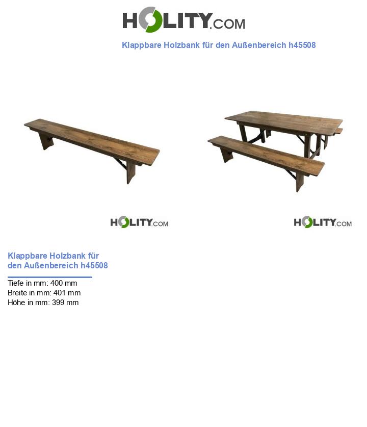 Klappbare Holzbank für den Außenbereich h45508