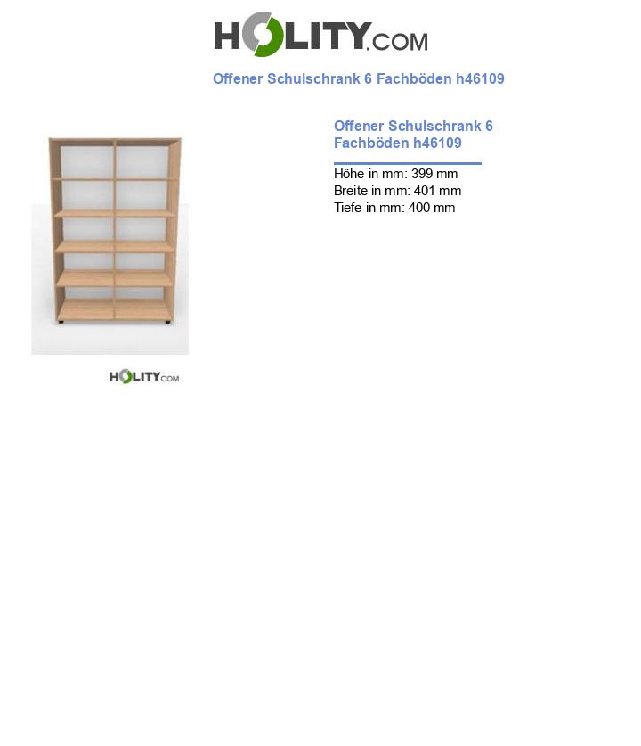 Offener Schulschrank 6 Fachböden h46109