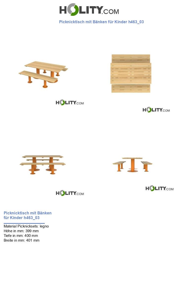 Picknicktisch mit Bänken für Kinder h463_03