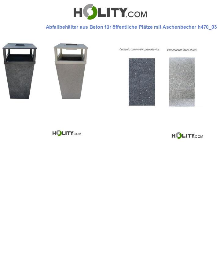 Abfallbehälter aus Beton für öffentliche Plätze mit Aschenbecher h470_03
