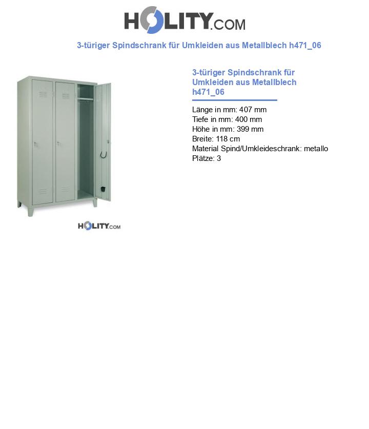 3-türiger Spindschrank für Umkleiden aus Metallblech h471_06