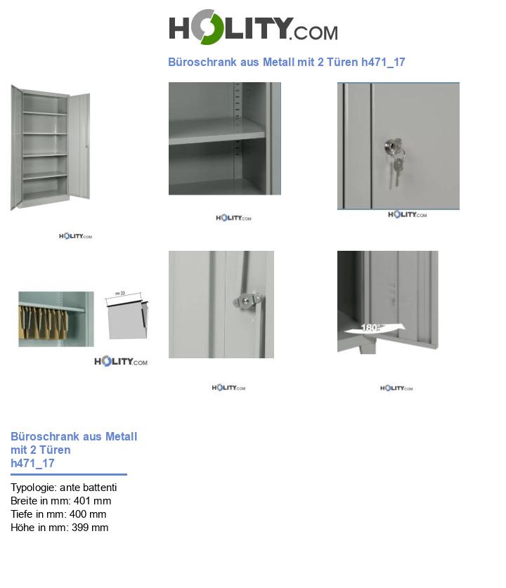 Büroschrank aus Metall mit 2 Türen h471_17