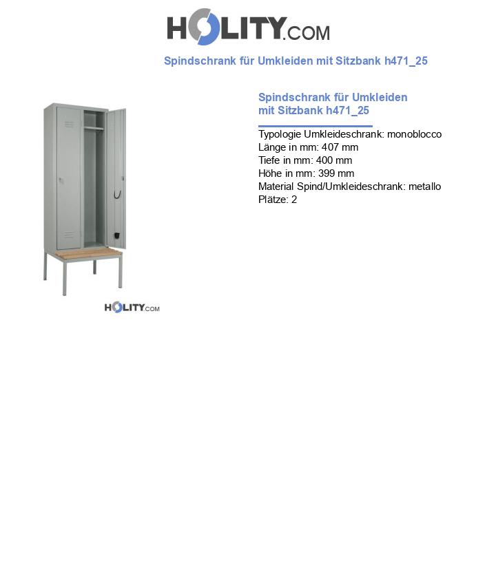 Spindschrank für Umkleiden mit Sitzbank h471_25