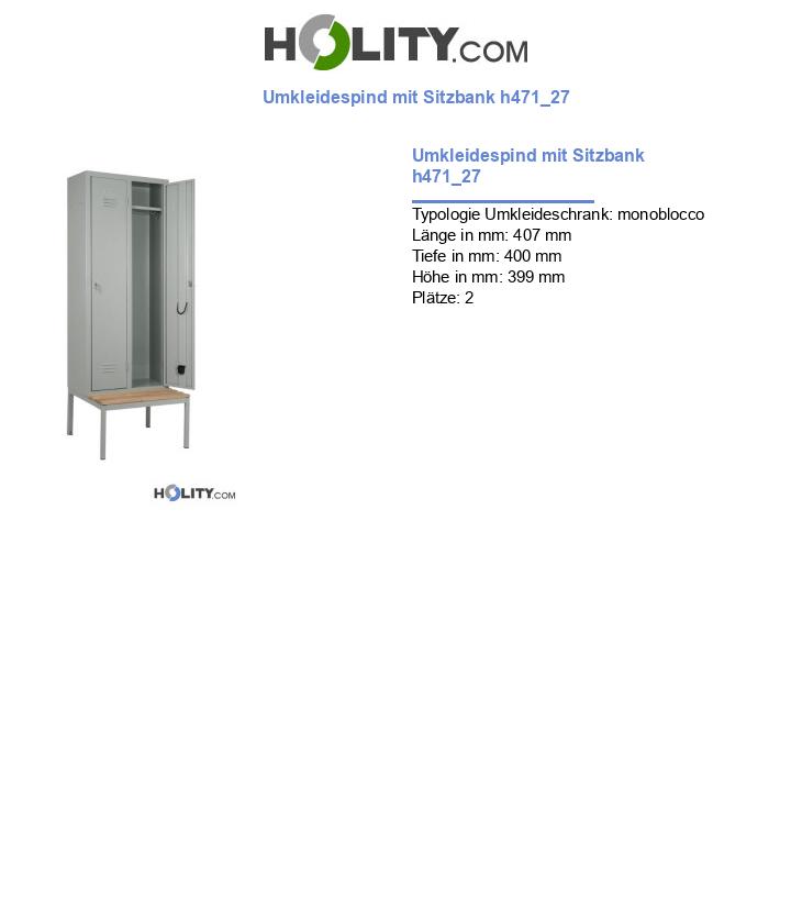 2er Spindschrank für Umkleiden mit Sitzbank h471_27