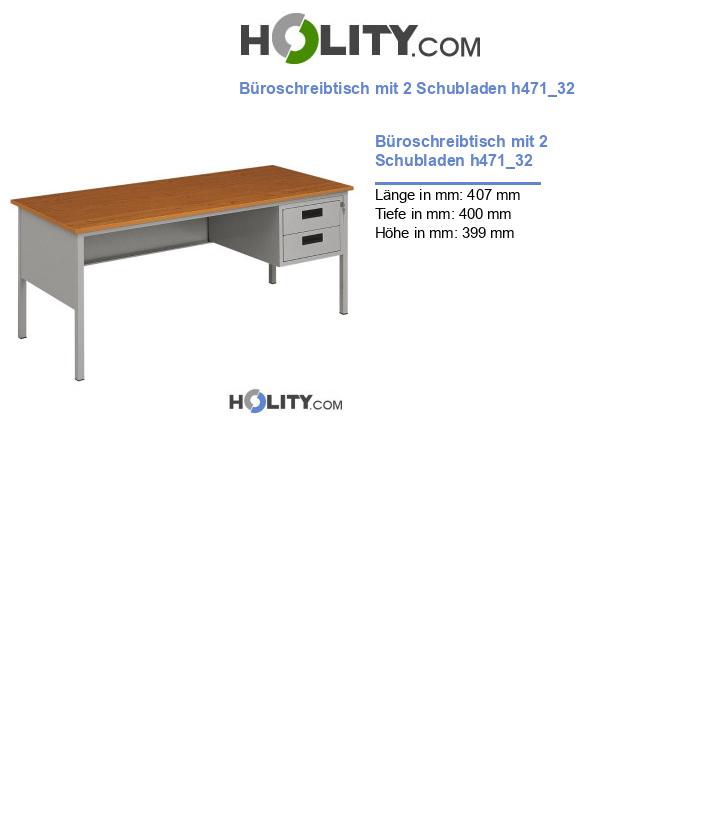 Büroschreibtisch mit 2 Schubladen h471_32