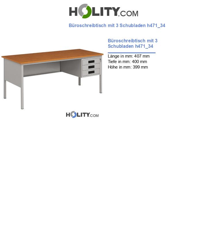 Büroschreibtisch mit 3 Schubladen h471_34