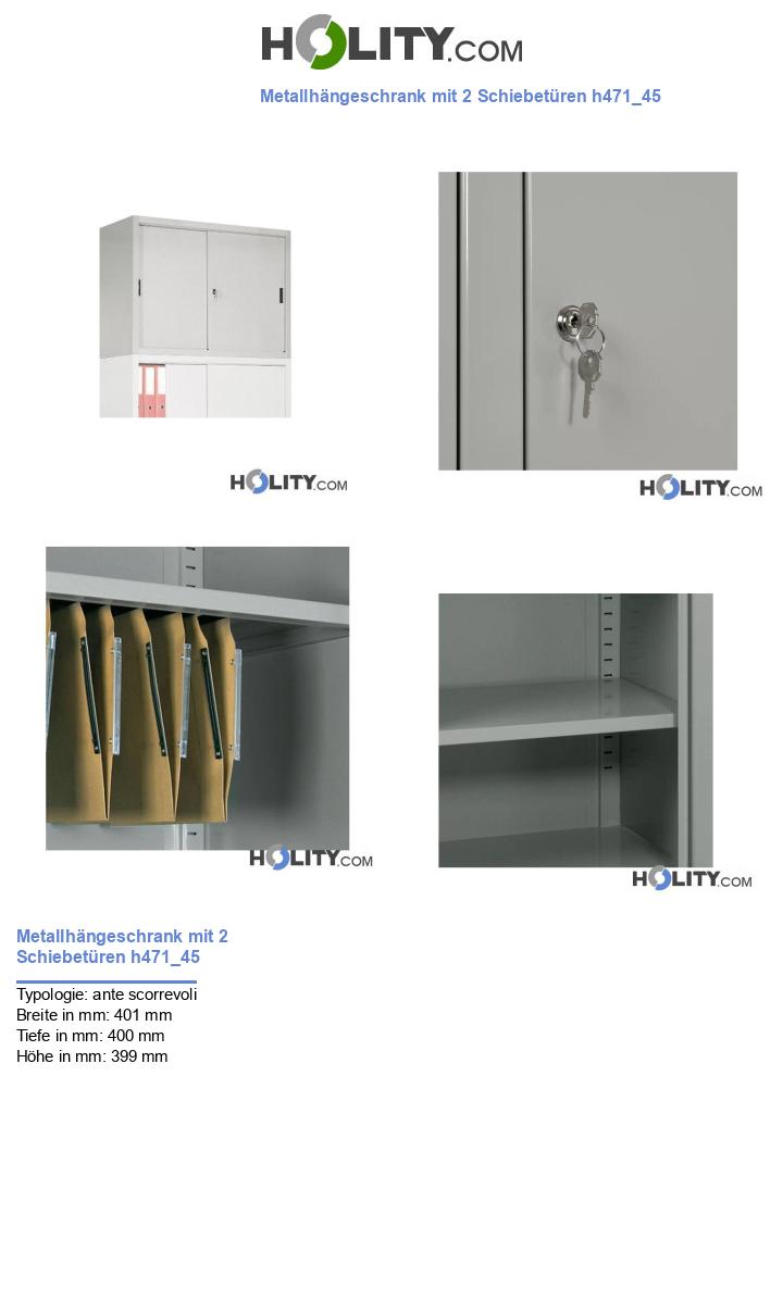 Metallhängeschrank mit 2 Schiebetüren h471_45