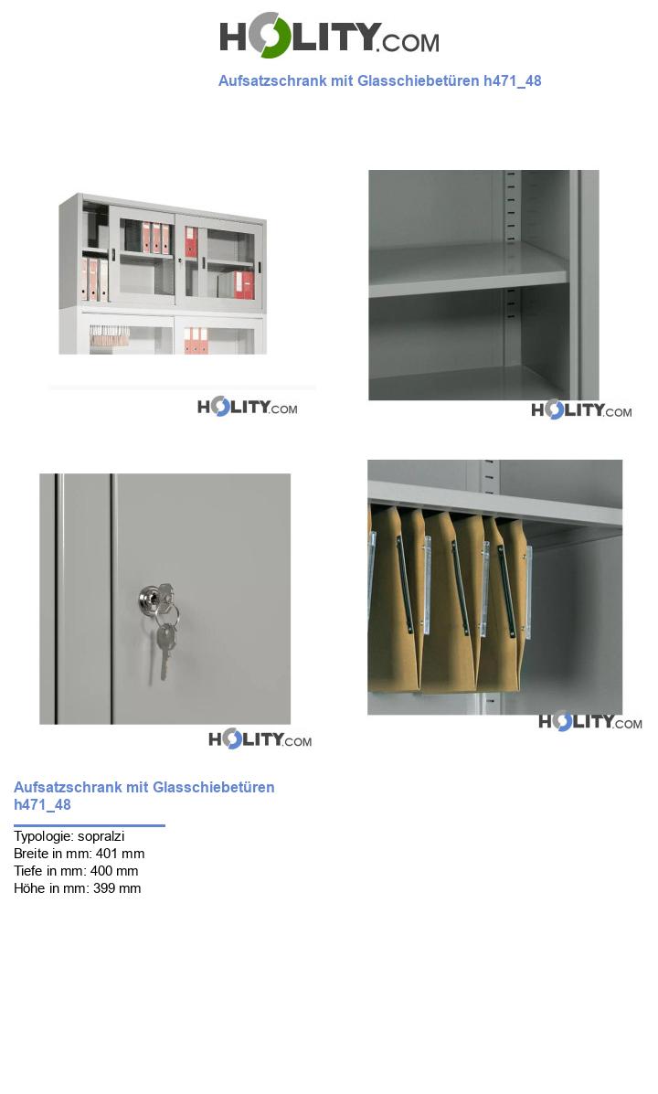 Aufsatzschrank mit Glasschiebetüren h471_48
