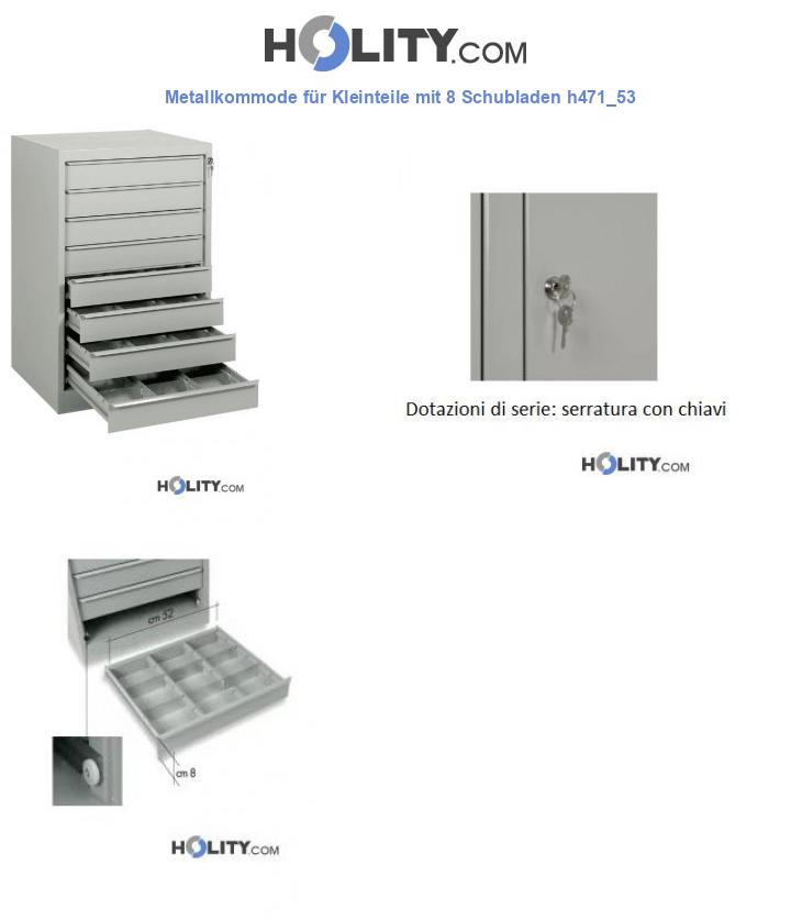 Metallkommode für Kleinteile mit 8 Schubladen h471_53