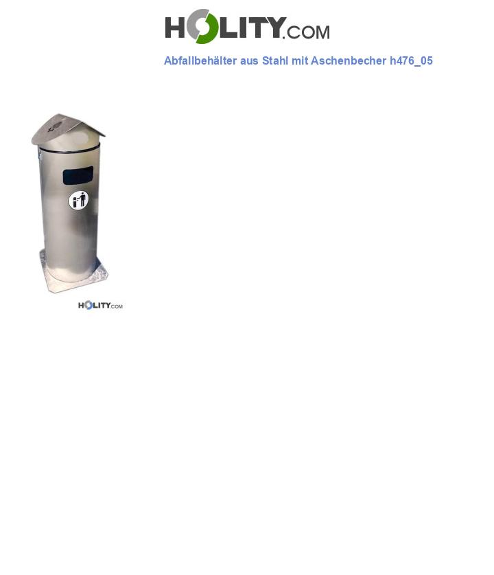 Abfallbehälter aus Stahl mit Aschenbecher h476_05