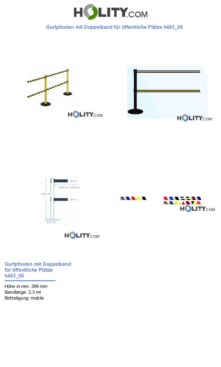 Gurtpfosten mit Doppelband für öffentliche Plätze h483_08