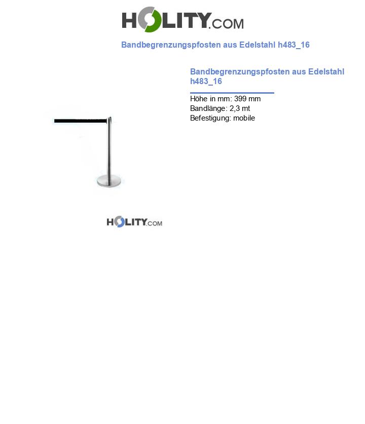 Bandbegrenzungspfosten aus Edelstahl h483_16