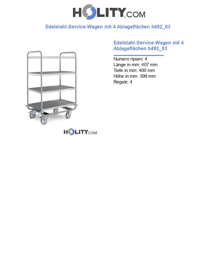 Edelstahl-Service-Wagen mit 4 Ablageflächen h492_03